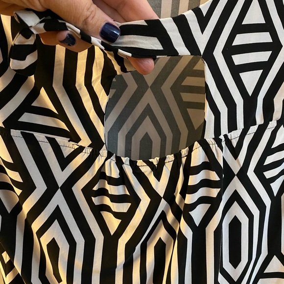 INC International Concepts Work Dress Top: Black, White, and Pink stripe design - Picture 5 of 10